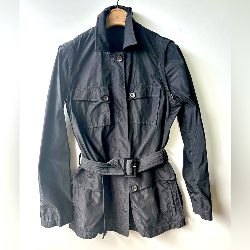 EUC Allegri Milano short trench coat, jacket, black, size 42, US 6